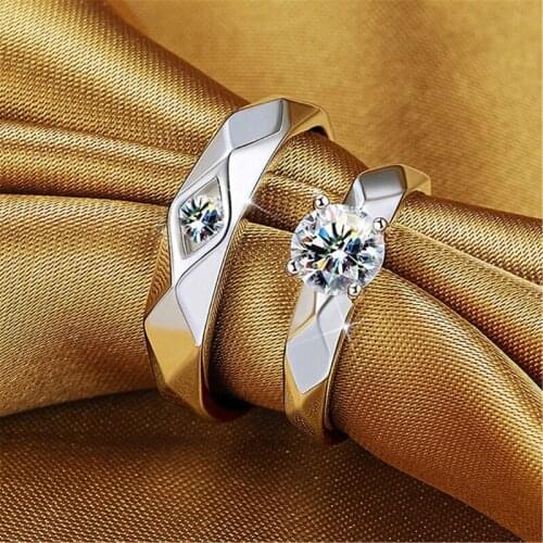 E56A Her King His Queen Lovers Rings Rhombus Band Adjustable Size Rings for women
