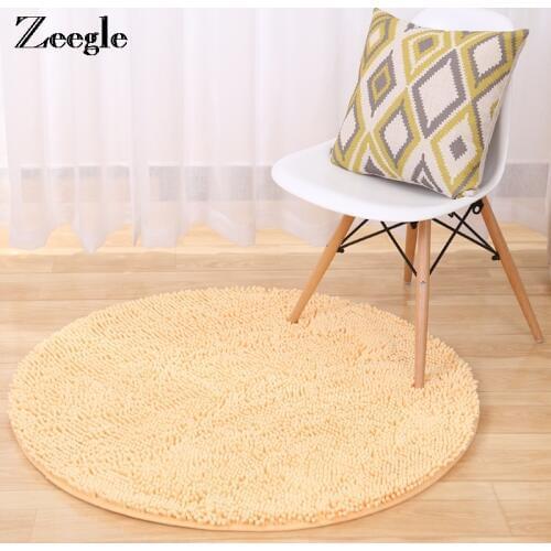 Zeegle Chenille Round Floor Mats Anti-skid Children Play Mats Round Carpets For Living Room Bedroom Area Rug Computer Chair Mats