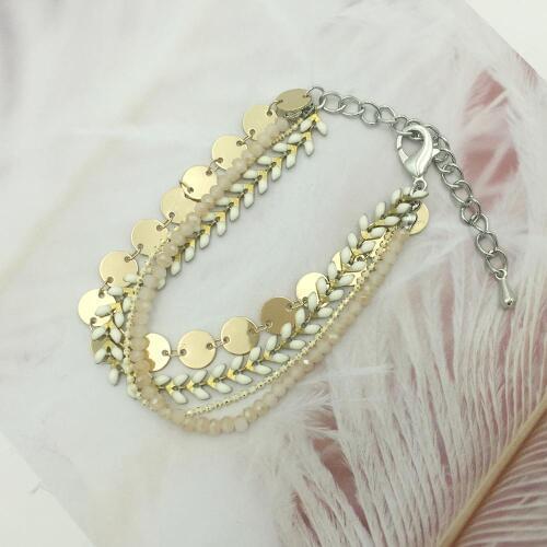 Round Alloy Nultilayer Bracelets Crystal Beads Leaf Shape Pulseras Mujer Personality Jewelry For Women Mrs win