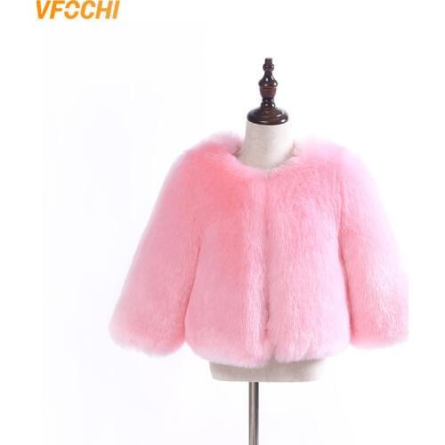 VFOCHI Girl Faux Fur Jacket Fashion Kids Warm Fur Coat Autumn Winter baby Girl Jacket Coat Long Sleeve Outwear Faux Fur Jacket