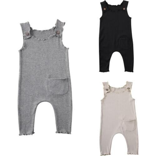 Summer Newborn Baby Boy Girl Solid Romper Bodysuit Jumpsuit Outfit Clothes 0-18M