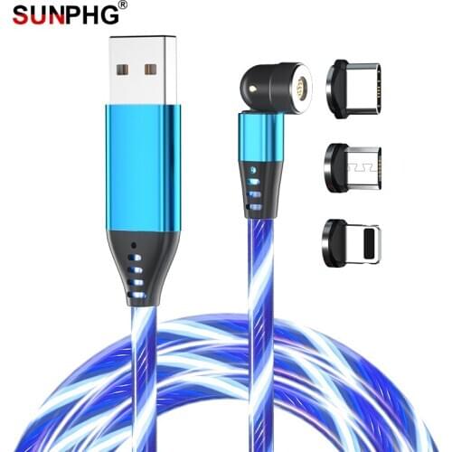 SUNPHG 3A Fast Charging Luminous Magnetic USB Data Cable 1M/2M With Led And 540 Degree Bending Cable For iPhone Micro Type C
