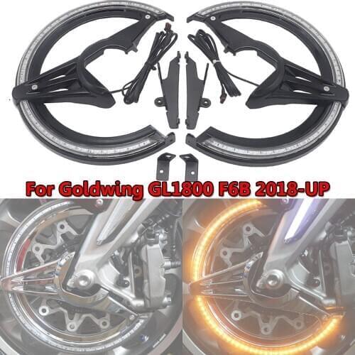 Motorcycle Accessories Chrome and Black Brake Disc Rotors Covers LED Cornering Lamp For Honda Gold Wing 1800 GL1800 F6B 2018 +Up
