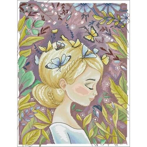 Butterfly and girl patterns counted 11CT 14CT 18CT Cross Stitch Set DIY Chinese Cross-stitch Kit Embroidery Needlework Home Deco