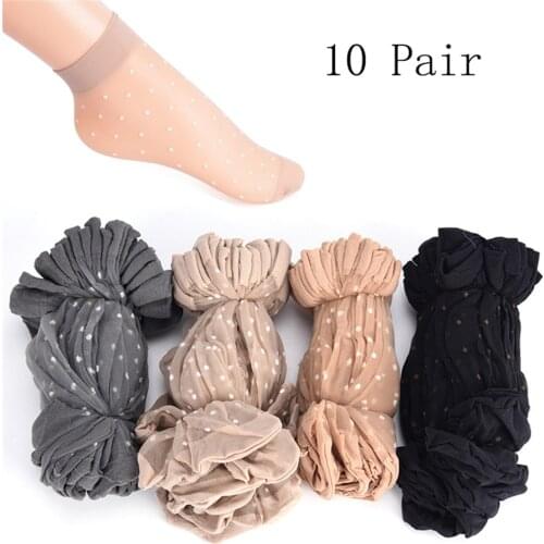 10 Pairs Transparent Invisible Socks Woman Cute Lace Slouch Dot Socks Korean Style Kawaii Socks Ladies Funny Transparent Socks