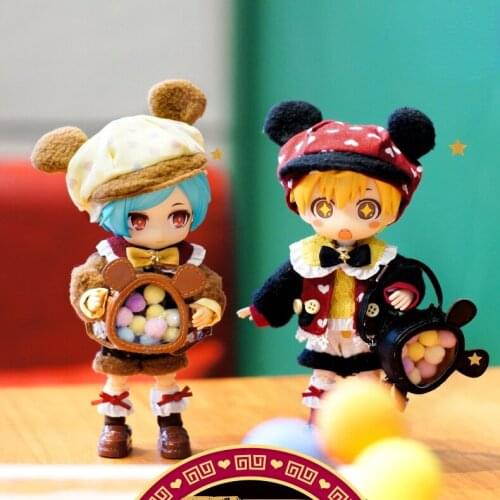 New 16cm BJD Ob11 Doll Cute Sweetheart Mouse Ear Clothes Suit 1/12 Doll House GSC Obitsiu 11 Universal Accessory Kawaii DIY Gift