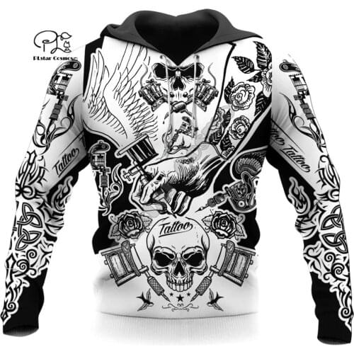 PLstar Cosmos 3DPrint New Fashion Skull Retro Classic Tattoos Unisex Harajuku Streetwear Funny Hoodies/Sweatshirt/Jacket/-a3