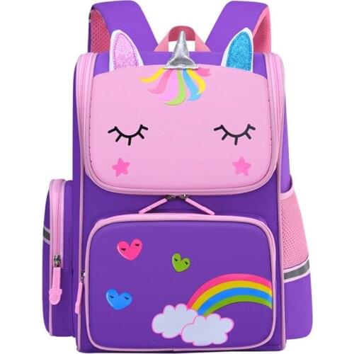 New Girls Cute Cartoons Nylon Printing Backpack Children Orthopedics School Bag Kindergarten Student Waterproof Space Bag