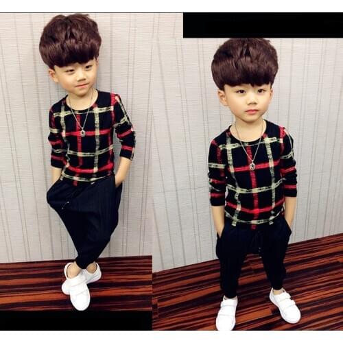 Boy Clothing Tshirts Kids Spring Autumn Tops Children T-shirts for Baby Boys long sleeve t shirts toddlers 100~160 plaid