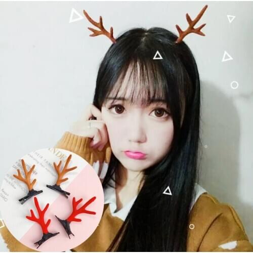 OPPOHERE Cute Christmas Theme Deer Horn Hair Clips Chic Girls Party Antlers Hairband Ornaments Xmas Gift Home Decoration