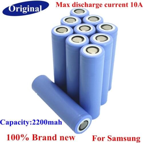 10PCS/1LOT Original For Samsung 18650 2200mAh ICR18650-22PM 3.7V li-ion 10A discharge 22PM high drain 18650 battery rechargeable