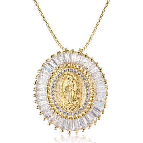 Charms Colar Zircon Pendant Necklace for Mother Gifts Virgin Mary Necklace Women Our Lady of Guadalupe Religious Jewelry CN004