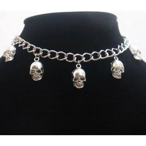 Vintage Exaggerated Skull Metal Pendant Necklace for Women Men Hip Hop Punk Cool Harajuku Choker Necklace Fashion Jewelry Gift