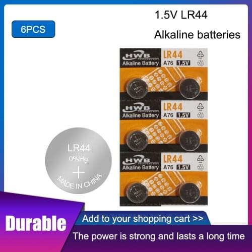 6pcs For Maxell LR44 A76 AG13 0%Hg SR1154 357 LR 44 1.5V Alkaline Cell battery For calculator 0%Hg