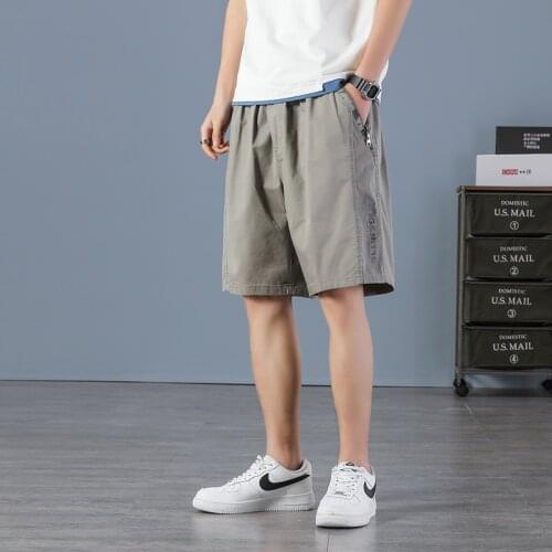 Mens Basic Cotton Loose-fit Drawstring Cargo Short with Zipper Pockets Full Elastic Waist Big & Tall Shorts summer casual pants