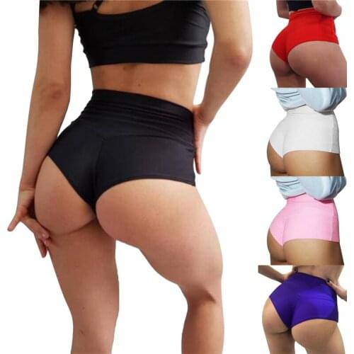 Women Summer High Waits Shorts Skinny Push Up Shorts Sexy Solid Color Seamless Fashion Ladies Slim Seamless Shorts