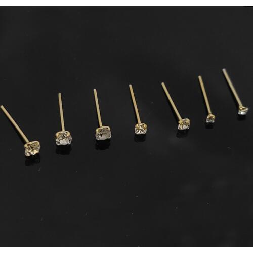 925 Sterling silver nose Stud clear crystal nose Pin piercing nose jewelry 36pcs/pack