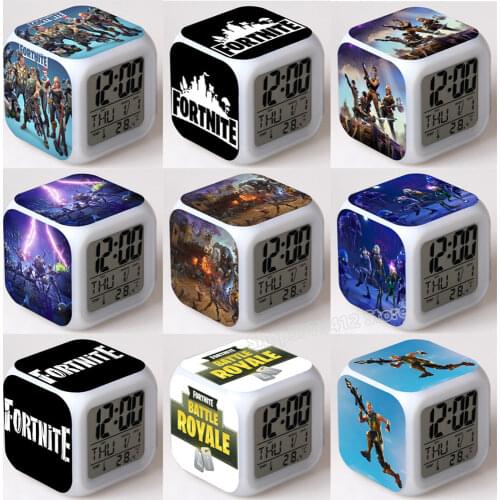 Fortnites Alarm Clock Kids Wake Up Light Digital Fortnights Alarm Clock LED Fortress Night Clock Color Changing Table Gifts