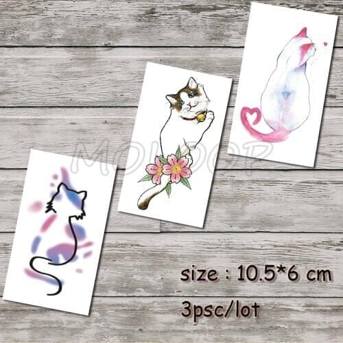 Temporary Tattoo Water Transfer Tatoo Sticker Tattoo cute cat flower cloor Tatto Body Art Sexy Tatoo Girl Arm hand Tatto kid