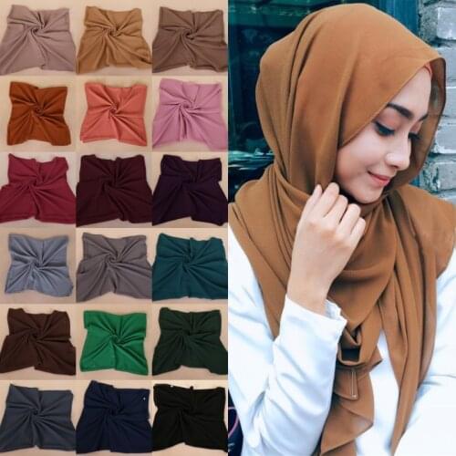High Quality Women Plain Chiffon Square Scarves Islamic Hijab Headscarf Muslim Turban Wrap Arab Shawls Bandanas Headwrap 47.24in