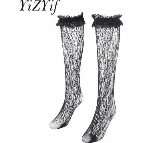 Japanese Korean Lace Socks Breathable Cotton Socks Women Lolita Lace Hollow Ruffle Cuffs Calf Socks Lolita Costume Accesories