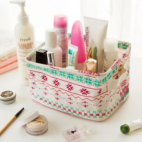 Cotton Linen Home Storage Box Clothes Organizer Folding Office Desk Organizer 5 Colors Makeup organizador for Cosmetics