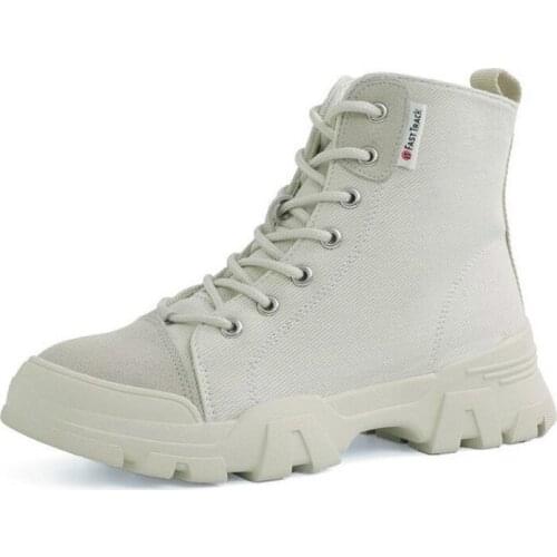 2020 Autumn Mid-Top Canvas Womens Platform Bottom Lace-up Flat Rubber Solid Color Casual Lace-up Sneakers