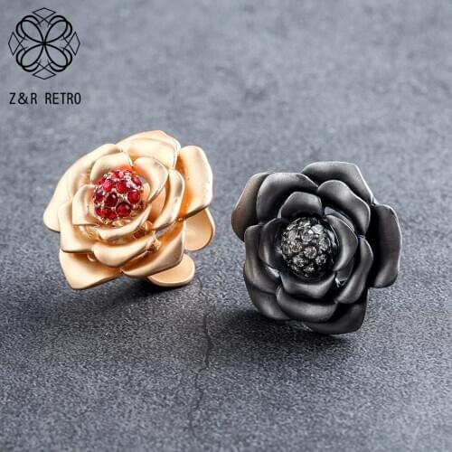 Vintage Gold Silver Color Flower Statement Rings With Beads Jewelry For Women Plant Female Decoration Accessories Wholesale 2021