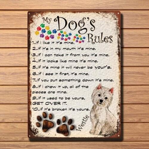 Retro Style Metal Tin Sign/Plaque Westie Dog Theme Vintage Metal Tin Sign Retro Tin Plate Sign Wall Art Decor TIN Sign