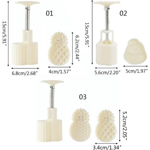 1 Set Plastic Mooncake Mold 50g Cookie Cutter with Pineapple Lotus Stamp Hand Press Chocolate Moon Cake Mould DIY Bakeware
