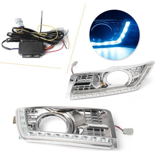 1Pair Car LED Daytime Running Light Front Bumper Fog Lamp Turn Singal Lights for Cadillac SRX 2012 2013 2014 2015 2016