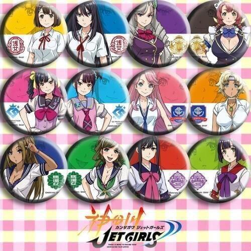 1pc 58mm JET GIRLS cartoon Jet Race badge Cute Girls Brooch Round Acrylic Pins