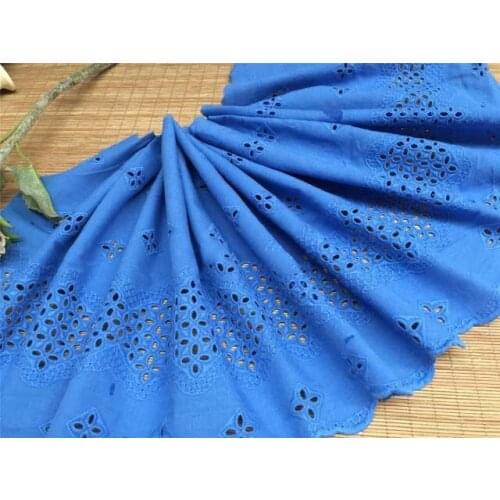 10Meters Blue Cotton Thread Embroidered Lace Fabric Trim Skirt Hem Ribbon Childrens Clothing Accessories 30cm Wide