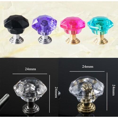 10Pcs Crystal Acrylic Single Hole Handle Knobs Cupboard Drawer Wardrobe Pull Kitchen Cabinet Furniture Handles Hardware