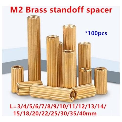 100pcs 2mm Thread M2 Brass Standoff spacer Female to Female Spacing Screws Brass Long Nuts M2*3/4/5/6/8/10/12/15/20/25/30/40mm