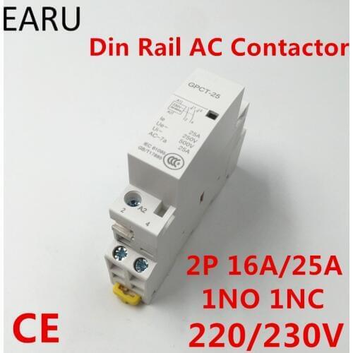 2P 16A 25A 1NC 1NO 220V 230V 50/60HZ Din Rail Household Ac Contactor One Normal Open One Normal Close for Home Hotel Resturant