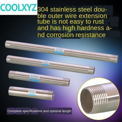 304 stainless steel extension pipe 1/2IN 3/4IN 1 IN lengthened double outer wire seamless pipe DN15 water pipe fittings