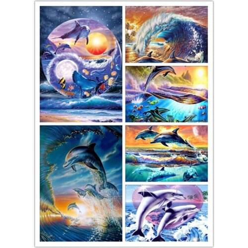 Full Square/Round Drill 5D DIY Diamond Painting "Animal dolphin" 3D Embroidery Cross Stitch 5D Home Decor