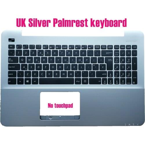 UK Silver Palmrest keyboard for Asus R556L R556U R556U R556Y R556D R556LB R556LP