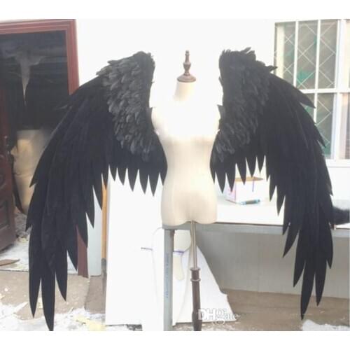 Costumed handmade white black red feather angel wings for Fashion show shooting props Cosplay game costume halloween decor