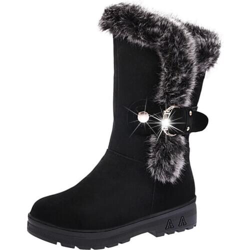 High Top Winter Boots Women Fashion Zip Up Warm Snow Bootie Female Velvet Plush Cotton Shoes Non-Slip Outdoor Walking Shoes