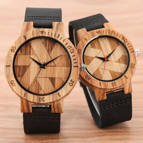 Irregular Windmill Shaped Geometric Cut Display Wooden Watch Clock Couple Wood Quartz Wristwatches Men Women Hours Reloj Hombre
