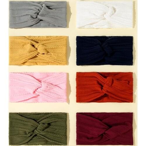 8Pcs/Set 2021 Baby Solid Headband Turban Elastic Headwear Head Wrap Girls Hair Accessories for Kids Striped Hair Bands