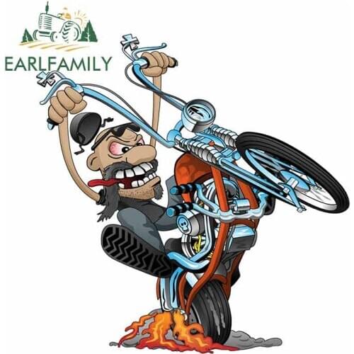 EARLFAMILY 13cm x 12.8cm For Crazy Biker Fine Decal Occlusion Scratch Car Stickers Suitable For JDM RV Graffiti Sunscreen