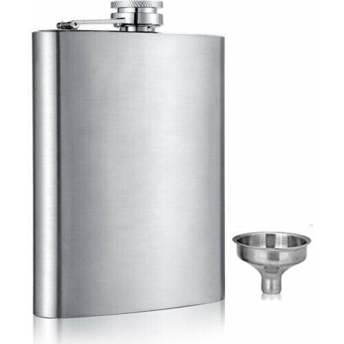 Stainless steel flagon 6 8 10 oz liquor stainless steel pocket hip flask screw cap with funnel Portable wine bottle dropshipping