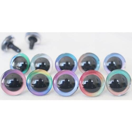 40pcs 9MM 12MM--35mm C10-- 3D LOVELY toy safety eyes 3D Rainbow doll eyes + washer for diy plush doll