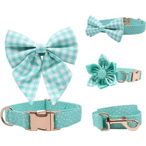 Classical Girly Dog Collar Bow Dog Flower for Pet Dog Cat with Rose Gold Metal Buckle