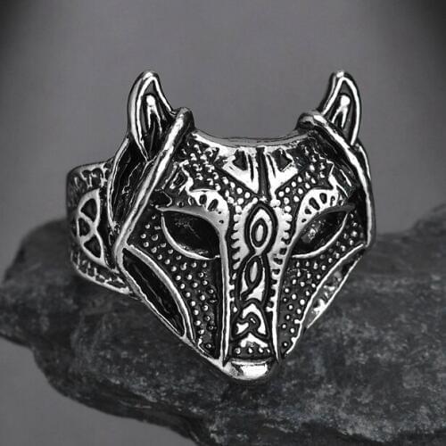 MeMolissa Norse Viking Nordic Wolf Animal Thor Hammer Man Drop shipping wholesale Ring Fashion Punk Rock hot sale Jewelry