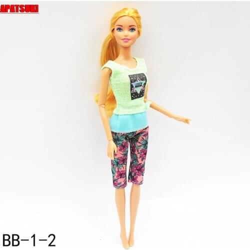 Fashion Doll Clothes For Barbie Doll Outfits Green Tank Top & Floral Shorts Yoga Sport Wear 1/6 Dollhouse Dolls Accessories Toys