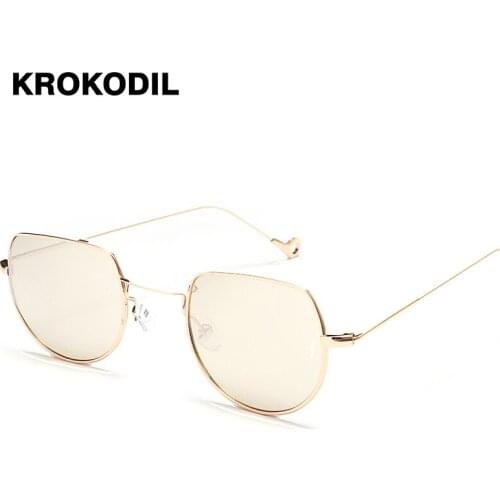 Newest Polygon Clear Pink Sunglasses Women Men Small Frame Vintage Round Metal Frame Sun glasses Male UV400 2-14 2-13